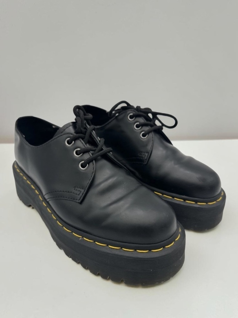 Dr. Martens 1461 Quad Platform Black Leather Unisex Shoes